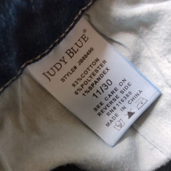 Judy Blue Medium Wash High Rise Raw Hem Wide Leg Crop Stretch Denim Jeans 11/30 - Picture 5 of 11